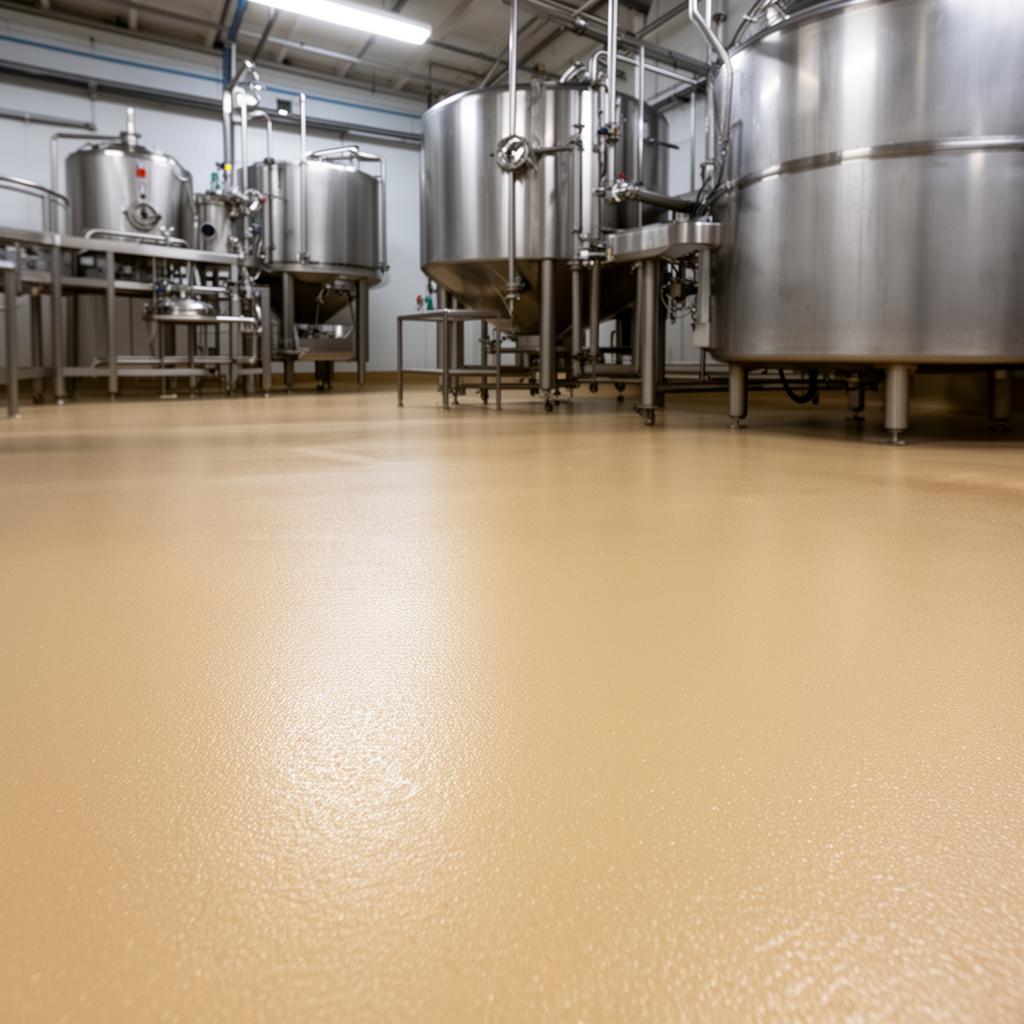 Cementitious urethane floor in a food processing facility